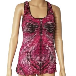 HOT TEMPERED Colorful Abstract Ruffle Down Summer Racerback